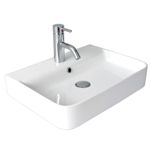 Seima Limni 015 Above Counter/Wall Hung Basin w/ Overflow 545x400mm (No Taphole) Gloss White 191442