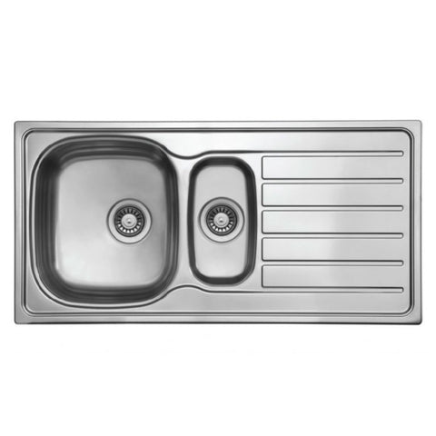 Seima Acero 1000 Topmount Sink 1 & 1/2 Bowl w/ Right Hand Drainer (No Taphole) 1000x500mm Stainless Steel 192385