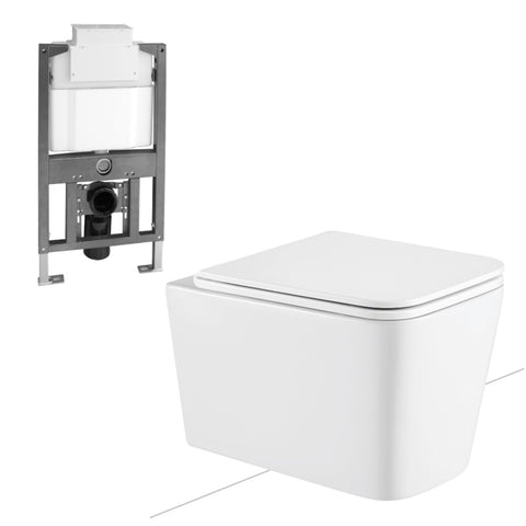 Seima Plati Wall Hung Toilet Suite Clean Flush (C201 Cistern) Gloss White 192466