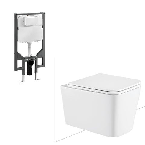 Seima Arko Wall Hung Toilet Suite Clean Flush (C200 Cistern) Flat Seat Matte White 192590