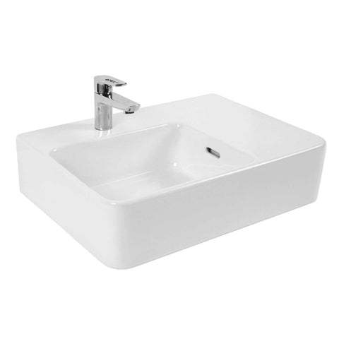 Seima Limni 601 Wall Hung Basin Left Bowl w/ Overflow 600x425mm (No Taphole) Gloss White 192020