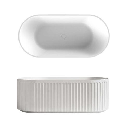 Seima Cleo 100 Fluted Freestanding Bath 1500mm (No Overflow) Gloss White 192631