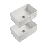 Seima Cleo 760 Fluted/Flat Apron Front Sink Pack 1 Bowl 760x459mm (Incl. Grid & Waste Stainless Steel) Matte White 193036