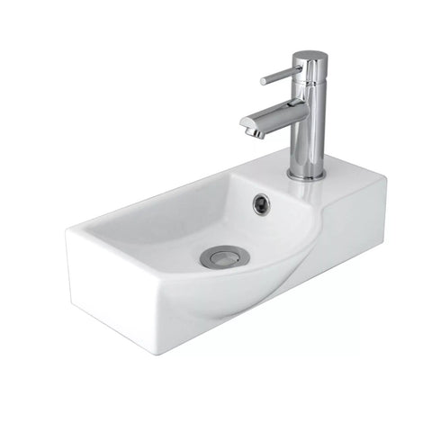 Seima Syros 405 Wall Hung Basin w/ Overflow 405x225mm (No Taphole) Gloss White 191086