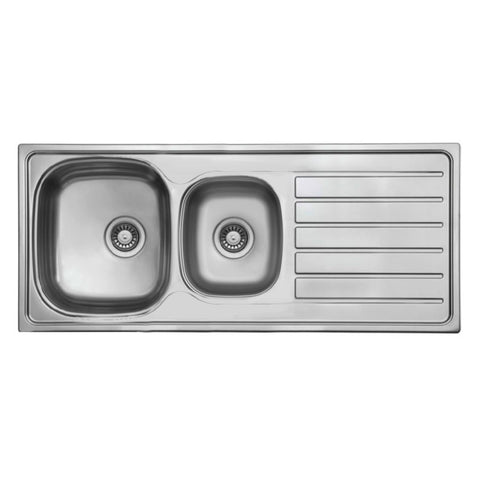 Seima Acero 1160 Topmount Sink 1 & 3/4 Bowl w/ Right Hand Drainer (No Taphole) 1160x500mm Stainless Steel 192391