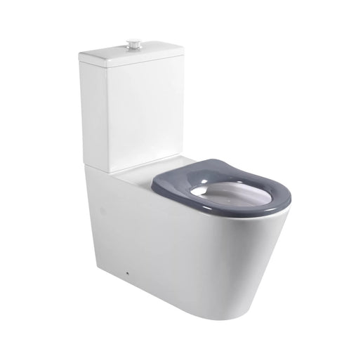 Seima Modia Care Wall Faced Toilet Clean Flush Grey Seat Gloss White 192418