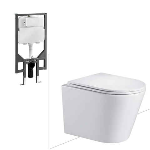 Seima Modia Wall Hung Toilet Suite Clean Flush (C200 Cistern) Flat Seat Gloss White 191845