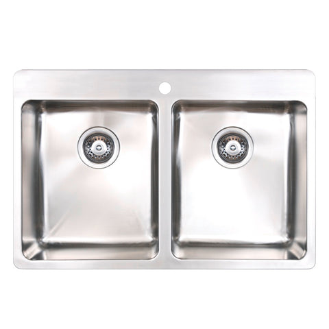 Seima Kubic 760 Topmount Sink Double Bowl w/ Tap Landing (No Taphole) 760x505mm Stainless Steel 192931