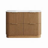 Otti Havana Fluted Freestanding Curve Vanity 1200mm Woodland Oak / Chloe Silk Top HAFW1200LMT-CS