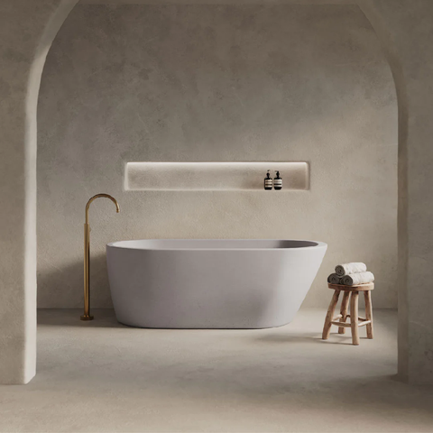 Nood Co Juno Freestanding Concrete Bathtub 1690mm Sky Grey JU1-5-0-SK