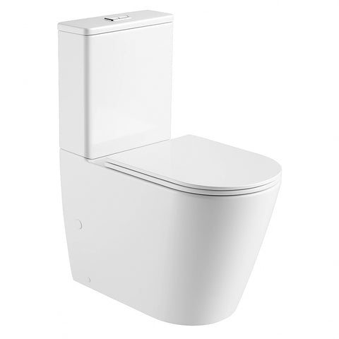 Fienza Sienna Tornado Rimless Back To Wall Toilet Suite Slim Seat Extra Height (90-160mm) White T1010S-2