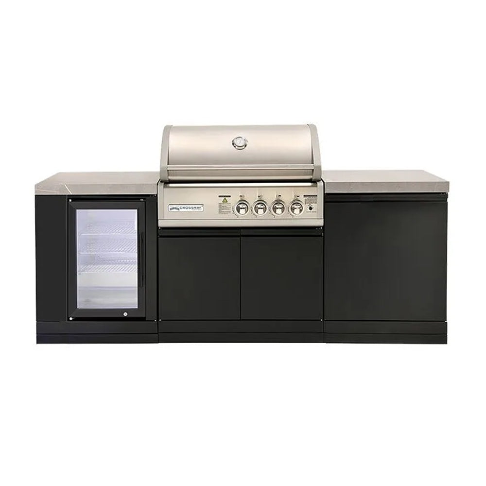 Crossray Compact 4 Burner Gas Outdoor Kitchen w/ Fridge Black TC4K-MINI-1