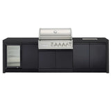 Crossray Premium Outdoor Kitchen 4 Gas Burners w/ Sink & Single Fridge Black TC4KB-20