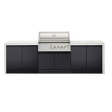 Crossray 4B-S Outdoor BBQ Kitchen 4 Burner Gas Double Side Cabinets w/ Flat Stone Benchtops White Sintered Stone TC4KP-11