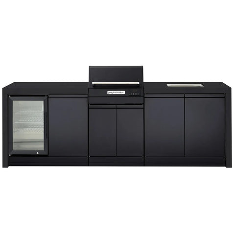 Crossray Extreme Electric BBQ Outdoor Kitchen w/ Sink & Single Fridge Black TCEK-10