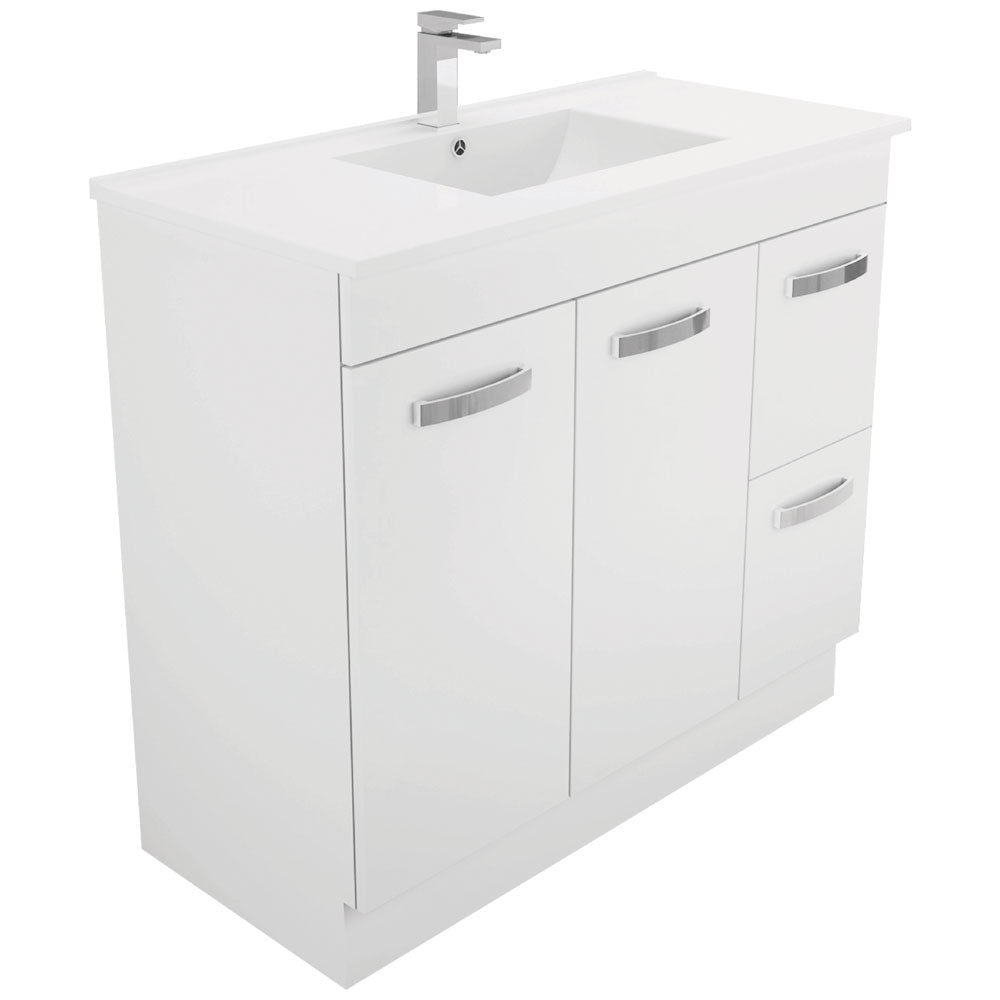 Fienza Dolce Unicab On Kickboard Vanity Right Hand Drawers (1 Taphole) 1200mm Gloss White TCL100NKWR