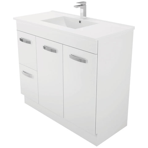 Fienza Unicab On Kickboard Vanity 1000mm Left Hand Drawers (Cabinet Only) Gloss White 100NKWL