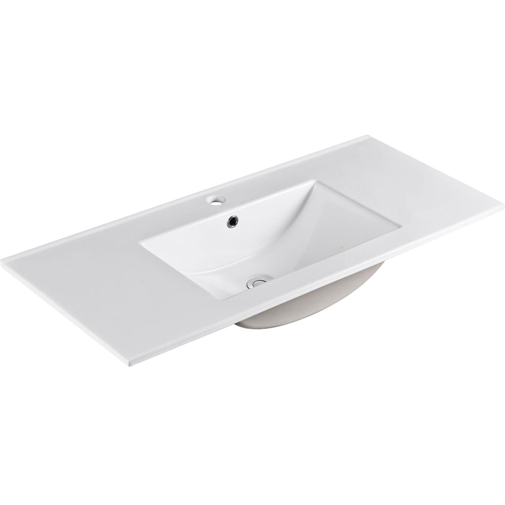 Fienza Dolce Ceramic Top 1000x460mm (1 Taphole) Gloss White TCL100