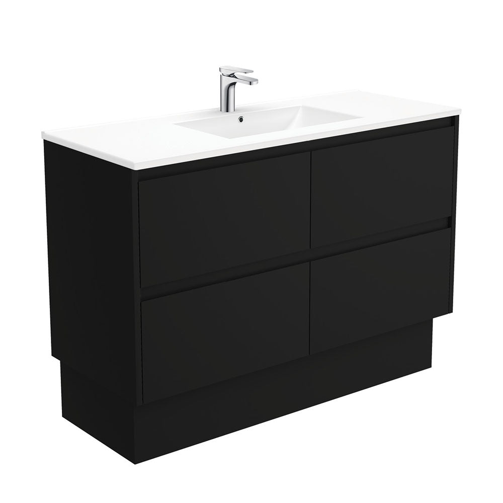 Fienza Dolce Amato On Kickboard Vanity (1 Taphole) 1200mm Satin Black TCL120BBK