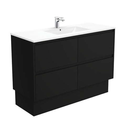 Fienza Dolce Amato On Kickboard Vanity (1 Taphole) 1200mm Satin Black TCL120BBK