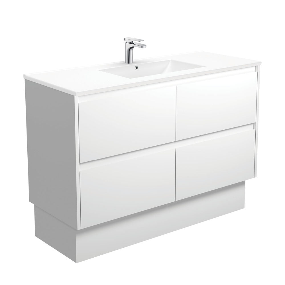 Fienza Dolce Amato On Kickboard Vanity (1 Taphole) 1200mm Satin White TCL120BWK