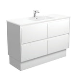 Fienza Dolce Amato On Kickboard Vanity (1 Taphole) 1200mm Satin White TCL120BWK