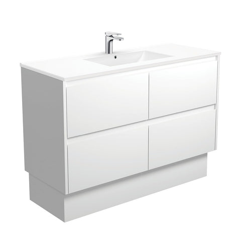 Fienza Dolce Amato On Kickboard Vanity (1 Taphole) 1200mm Satin White TCL120BWK