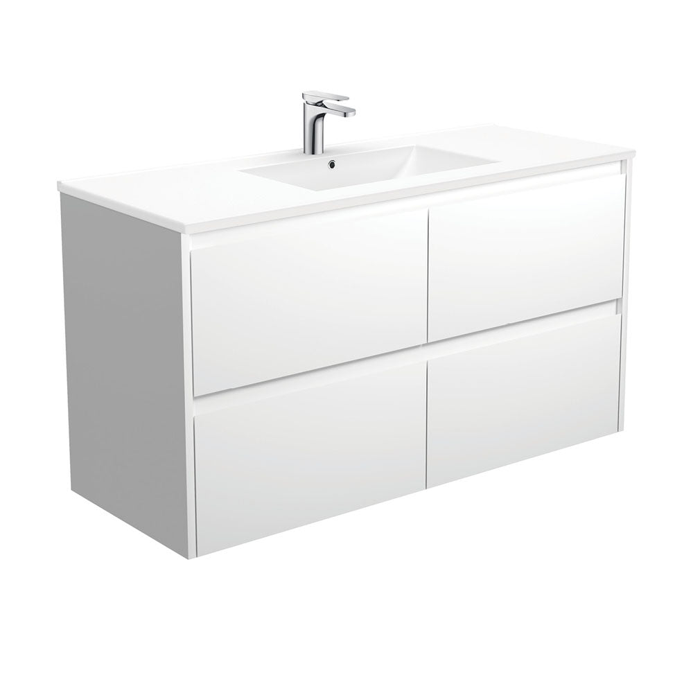 Fienza Dolce Amato Wall Hung Vanity (1 Taphole) 1200mm Satin White TCL120BW