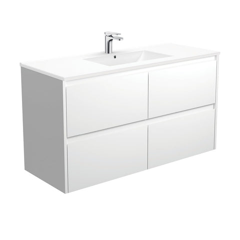 Fienza Dolce Amato Wall Hung Vanity (1 Taphole) 1200mm Satin White TCL120BW