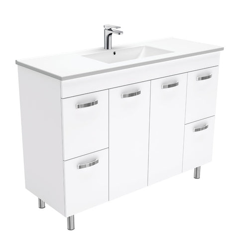 Fienza Dolce Unicab Vanity On Legs w/ Solid Doors (1 Taphole) 1200mm Gloss White TCL120NLW