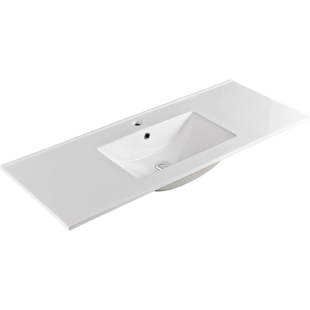 Fienza Dolce Ceramic Top 1200x460mm (1 Taphole) Gloss White TCL120