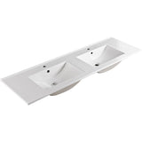 Fienza Dolce Ceramic Top 1500x460mm Double Bowl (1 Taphole) Gloss White TCL150D