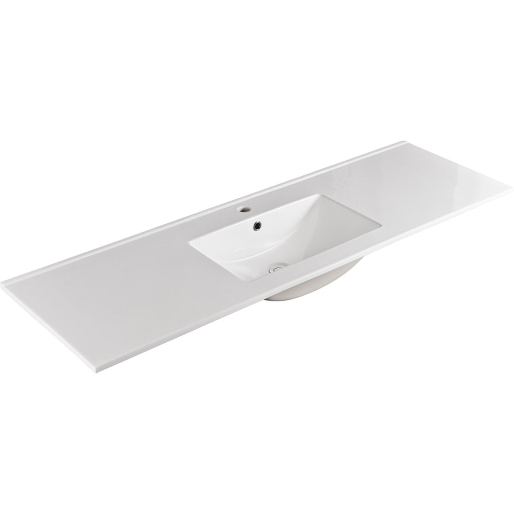 Fienza Dolce Ceramic Top 1500x460mm Single Bowl (1 Taphole) Gloss White TCL150S
