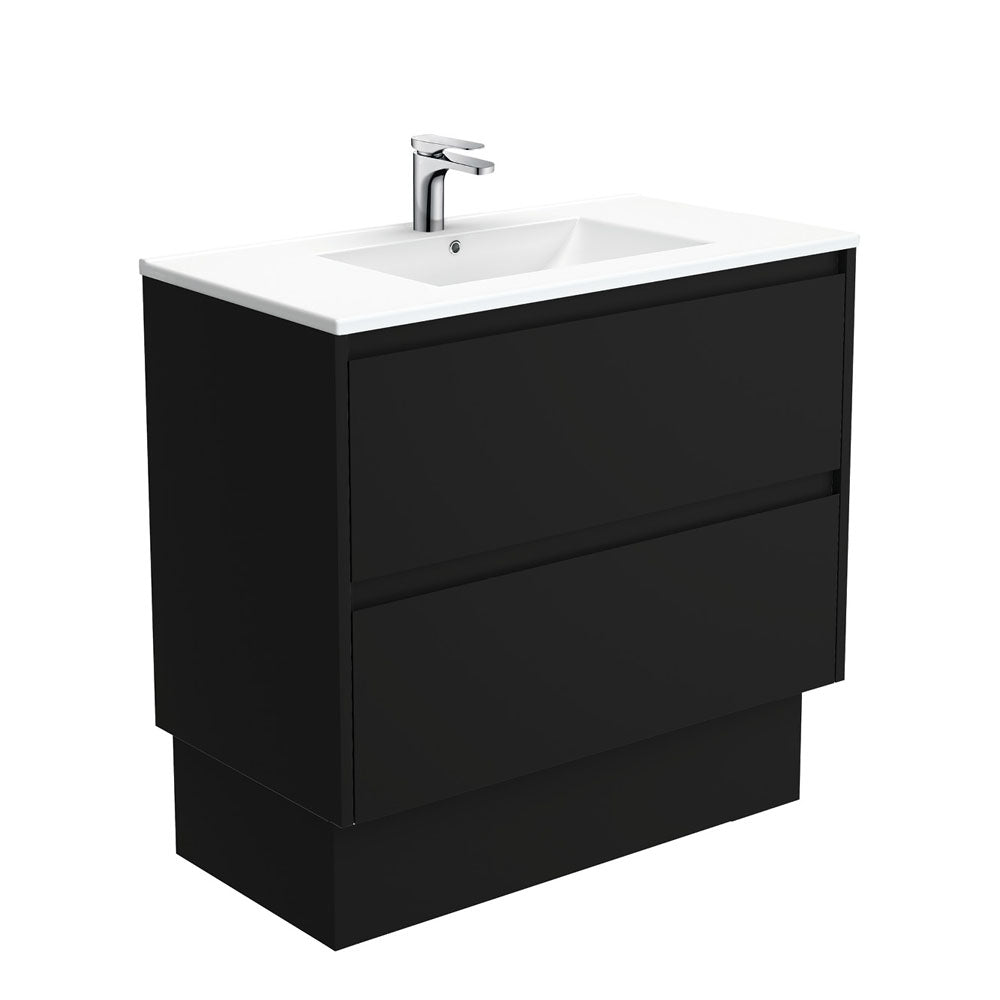 Fienza Dolce Amato On Kickboard Vanity (1 Taphole) 900mm Satin Black TCL90BBK