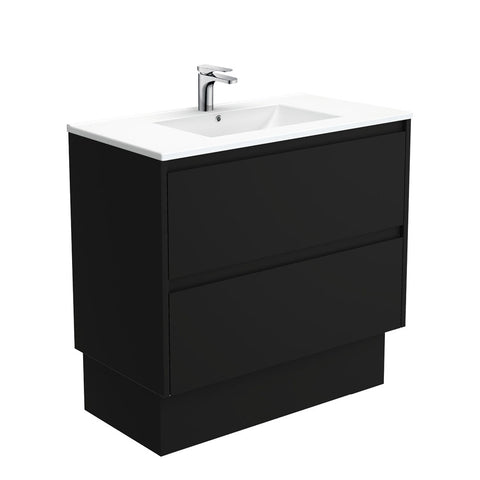 Fienza Dolce Amato On Kickboard Vanity (1 Taphole) 900mm Satin Black TCL90BBK