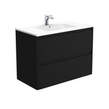 Fienza Dolce Amato Wall Hung Vanity (1 Taphole) 900mm Satin Black TCL90BB