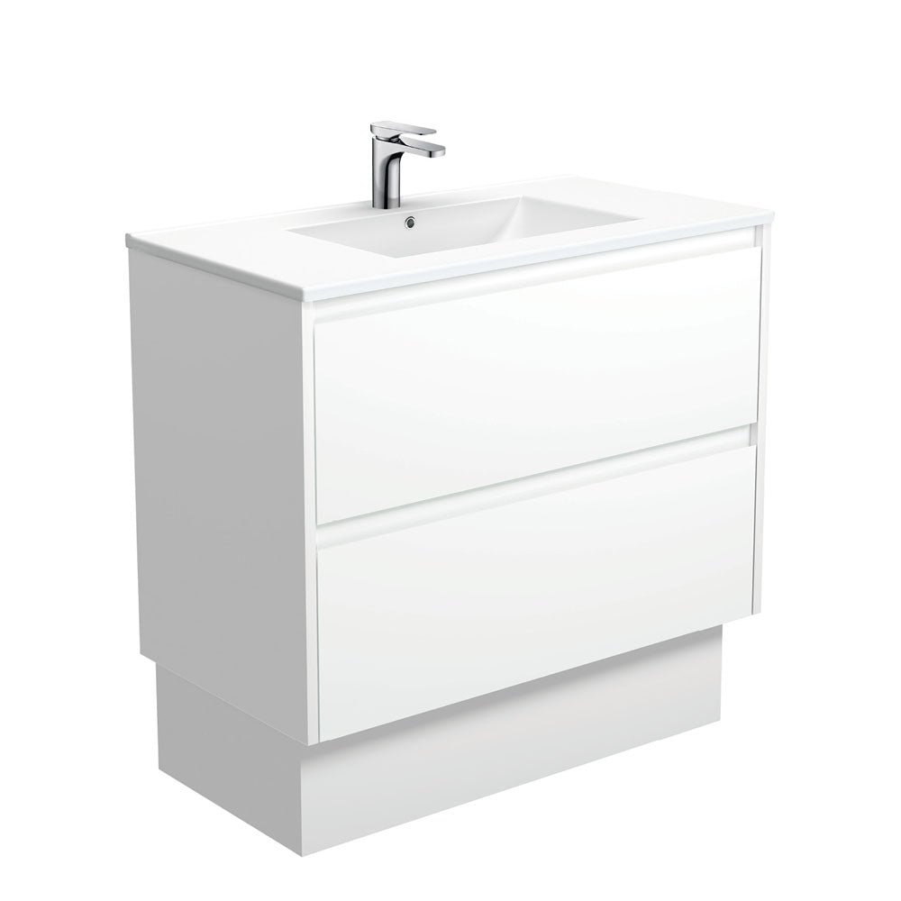 Fienza Dolce Amato On Kickboard Vanity (1 Taphole) 900mm Satin White TCL90BWK