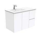 Fienza Dolce Fingerpull Offset Wall Hung Vanity Left Basin (1 Taphole) 900mm Gloss White TCL90LF
