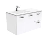 Fienza Dolce Unicab Offset Wall Hung Vanity Left Basin (1 Taphole) 900mm Gloss White TCL90LJ