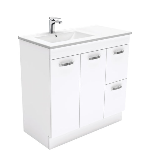 Fienza Dolce Unicab Offset On Kickboard Vanity Left Basin (1 Taphole) 900mm Gloss White TCL90LNKW