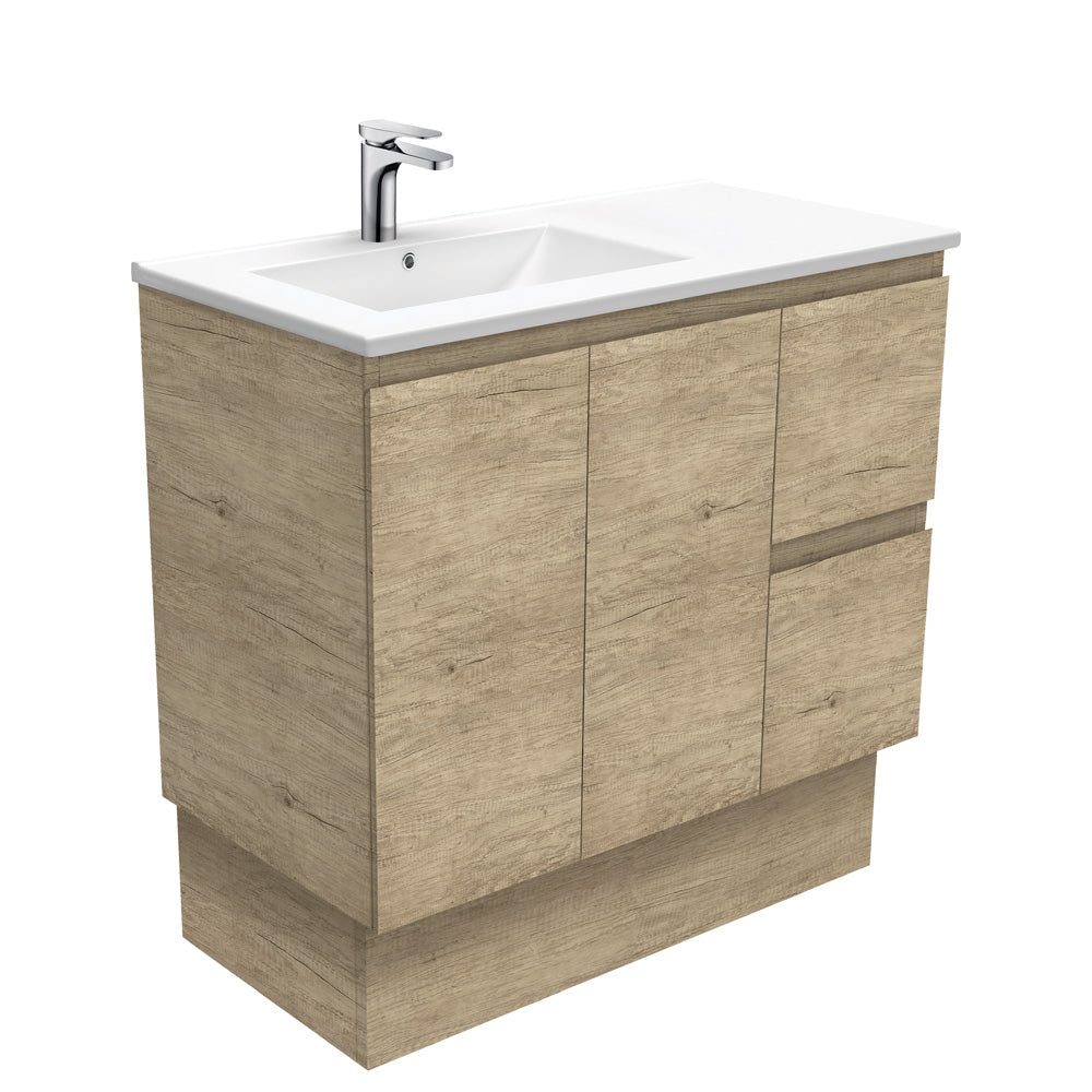 Fienza Dolce Edge Offset On Kickboard Vanity Left Basin (1 Taphole) 900mm Scandi Oak TCL90LSK