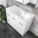 Fienza Dolce Fingerpull Offset On Kickboard Vanity Right Basin (1 Taphole) 900mm Gloss White TCL90RC