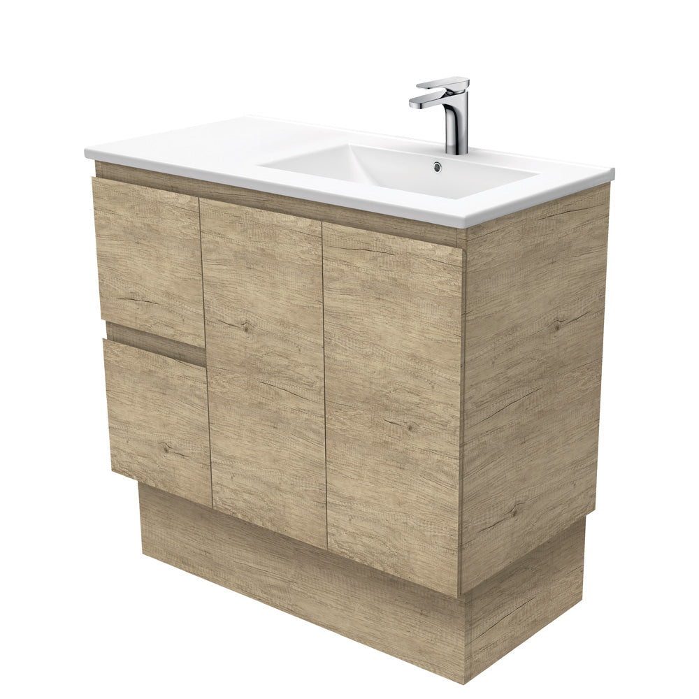 Fienza Dolce Edge Offset On Kickboard Vanity Right Basin (1 Taphole) 900mm Scandi Oak TCL90RSK