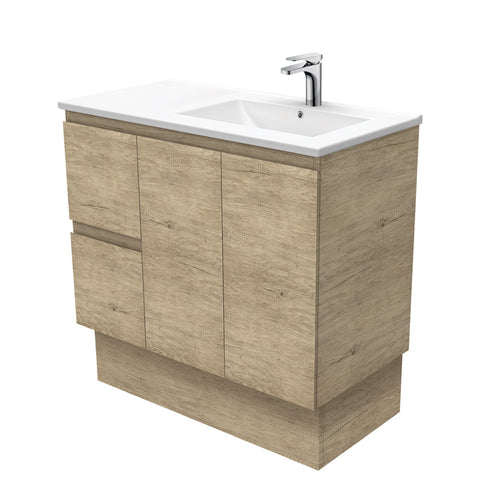 Fienza Dolce Edge Offset On Kickboard Vanity Right Basin (1 Taphole) 900mm Scandi Oak TCL90RSK