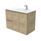 Fienza Dolce Edge Offset Wall Hung Vanity Right Basin (1 Taphole) 900mm Scandi Oak TCL90RS