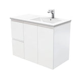 Fienza Dolce Fingerpull Offset Wall Hung Vanity Right Basin (1 Taphole) 900mm Satin White TCL90RZ