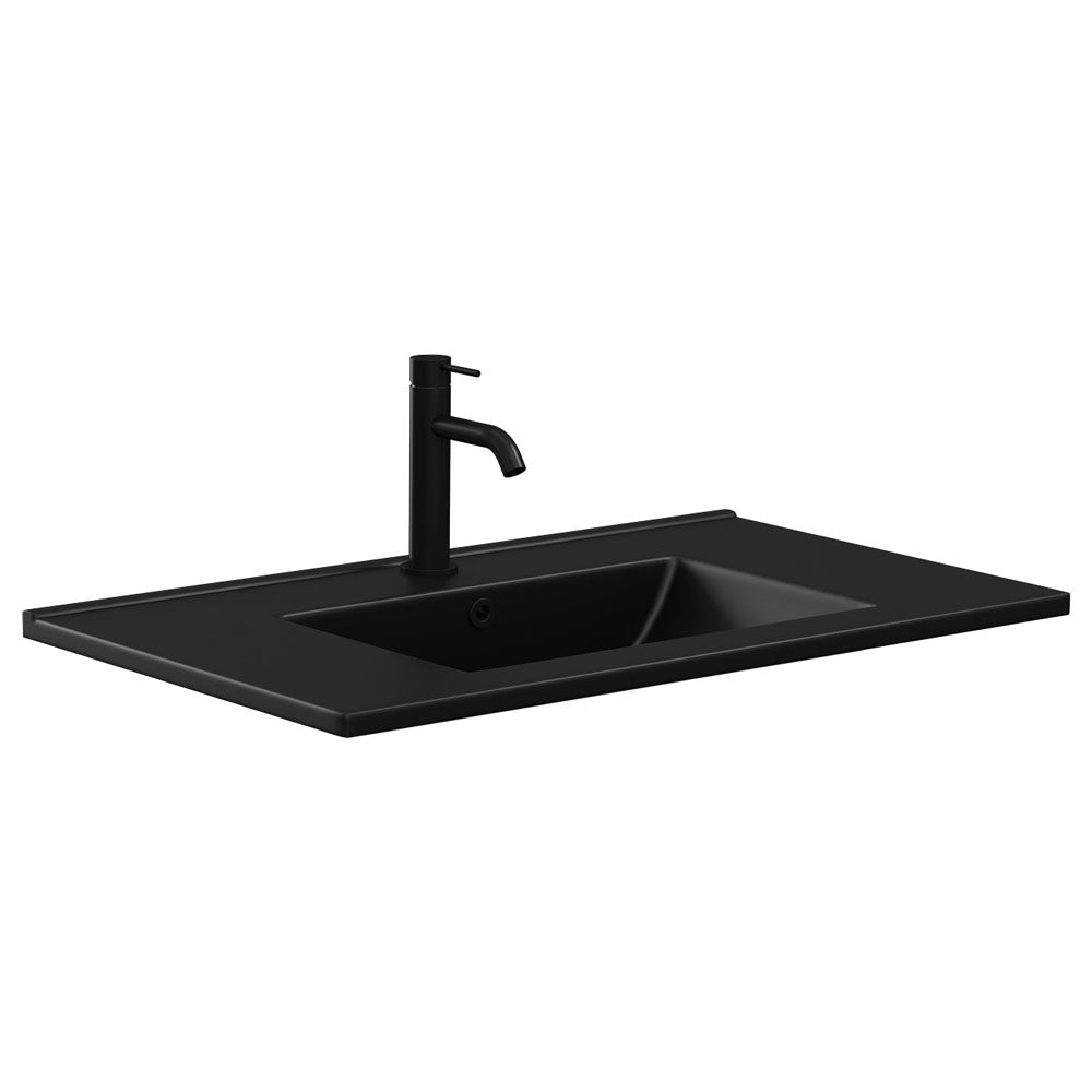 Fienza Dolce Ceramic Top 750x460mm (1 Taphole) Matte Black TCLB75
