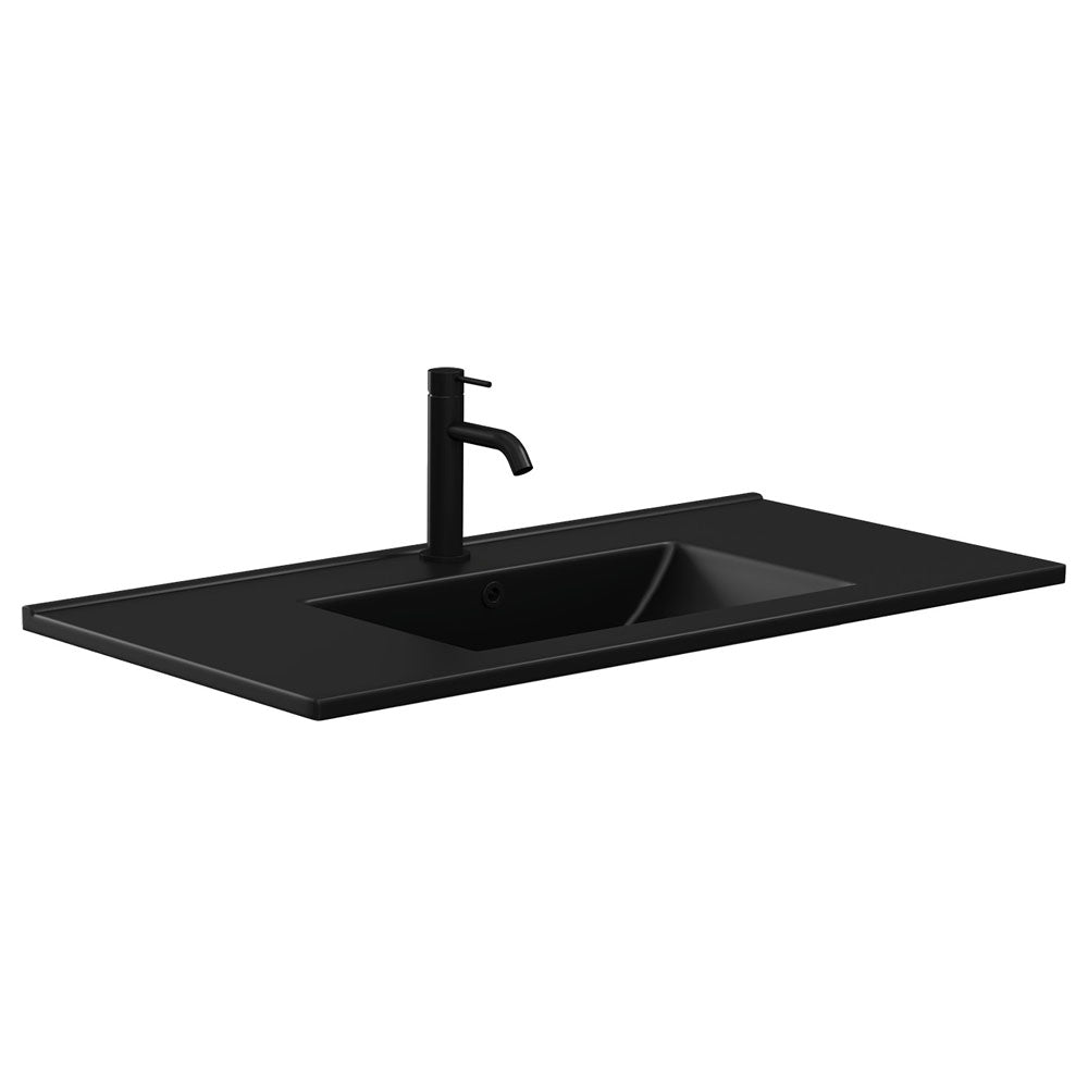 Fienza Dolce Ceramic Top 900x460mm (1 Taphole) Matte Black TCLB90