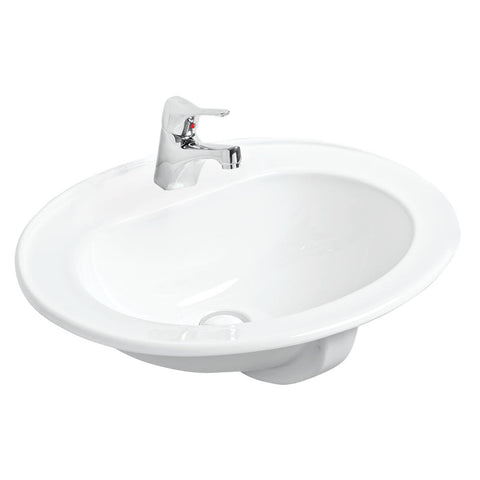 Argent Azure Oval Drop In Basin 575mm (1 Taphole) White TP02TUL01