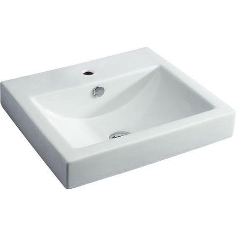 Fienza Low Profile Semi Inset Basin 500x445mm w/ Pop Up Waste Gloss White TR4034A-PU